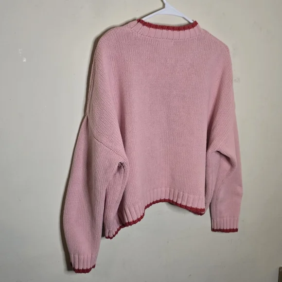 Sincerely Jules Dump Him Sweater L Pink Red Knit Cropped Preppy Girly - Picture 12 of 12